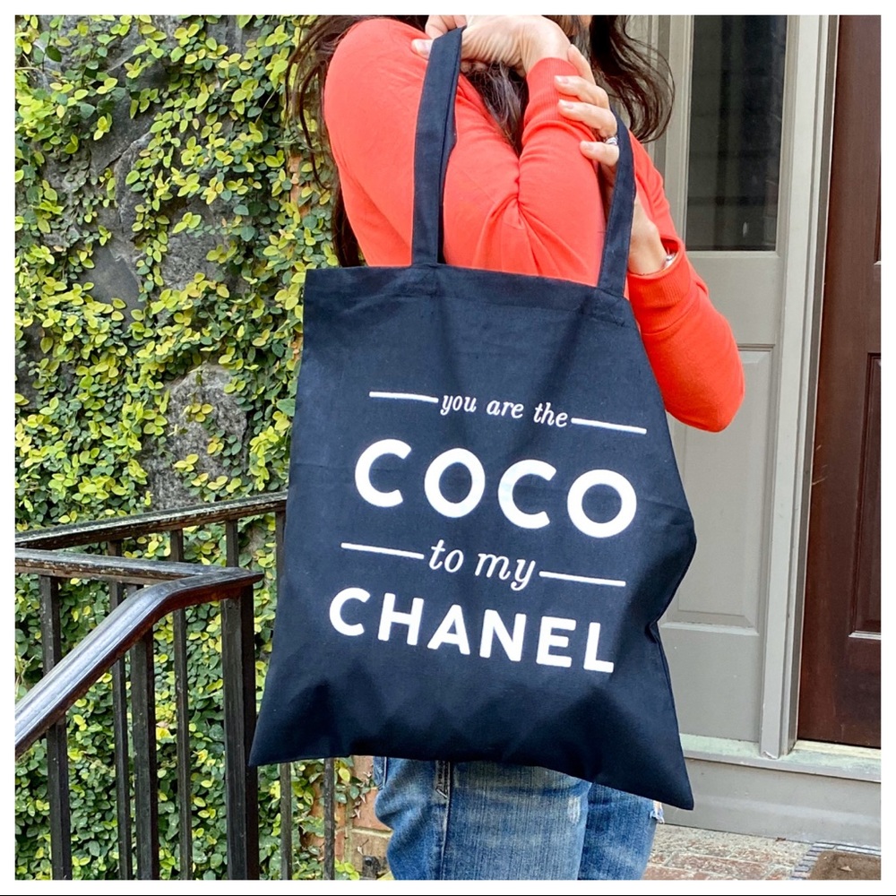 ✨LAST ONES✨CHIC BLACK COTTON TOTE BAG - Picture 4 of 6